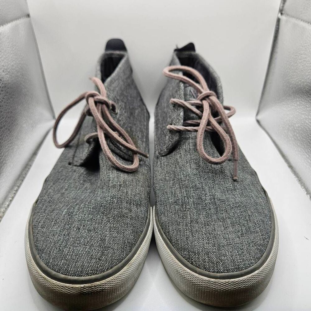 Andrew Marc Mens Reade Textile Chukka Fashion Sneakers Charcoal/Whte Size 9.5